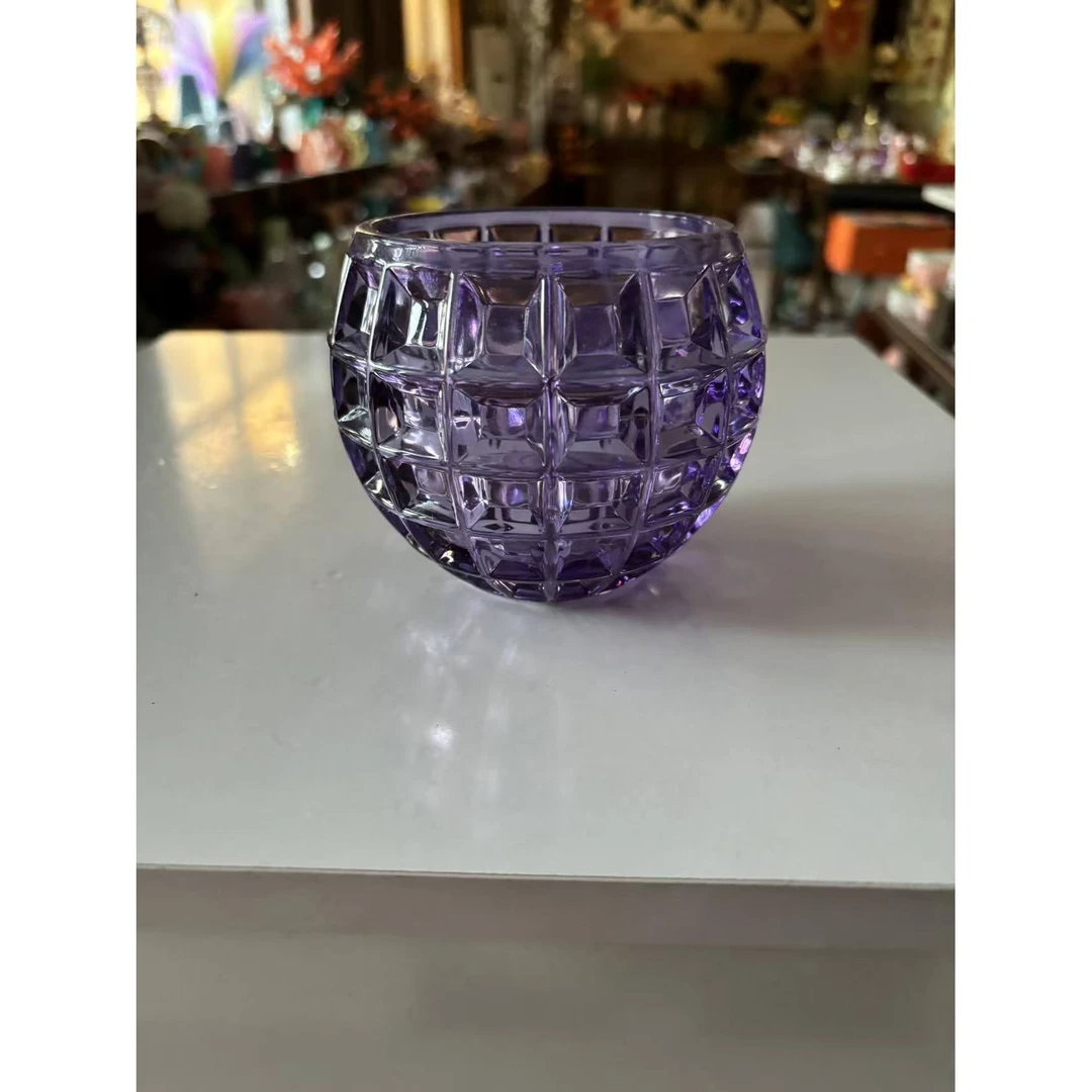 YY635紫色菱形格球花瓶