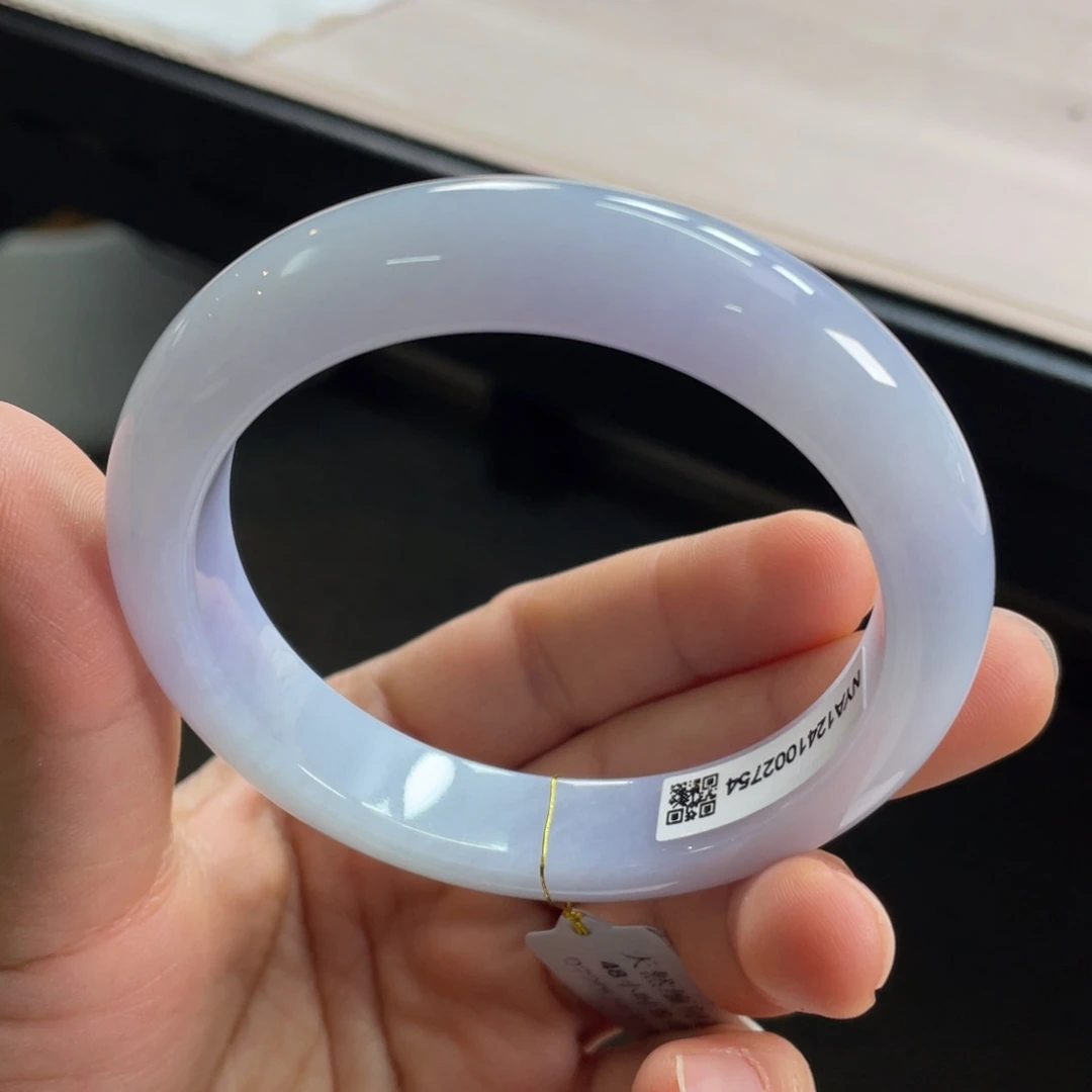 翡翠手镯未镶嵌糯化紫罗兰正圈