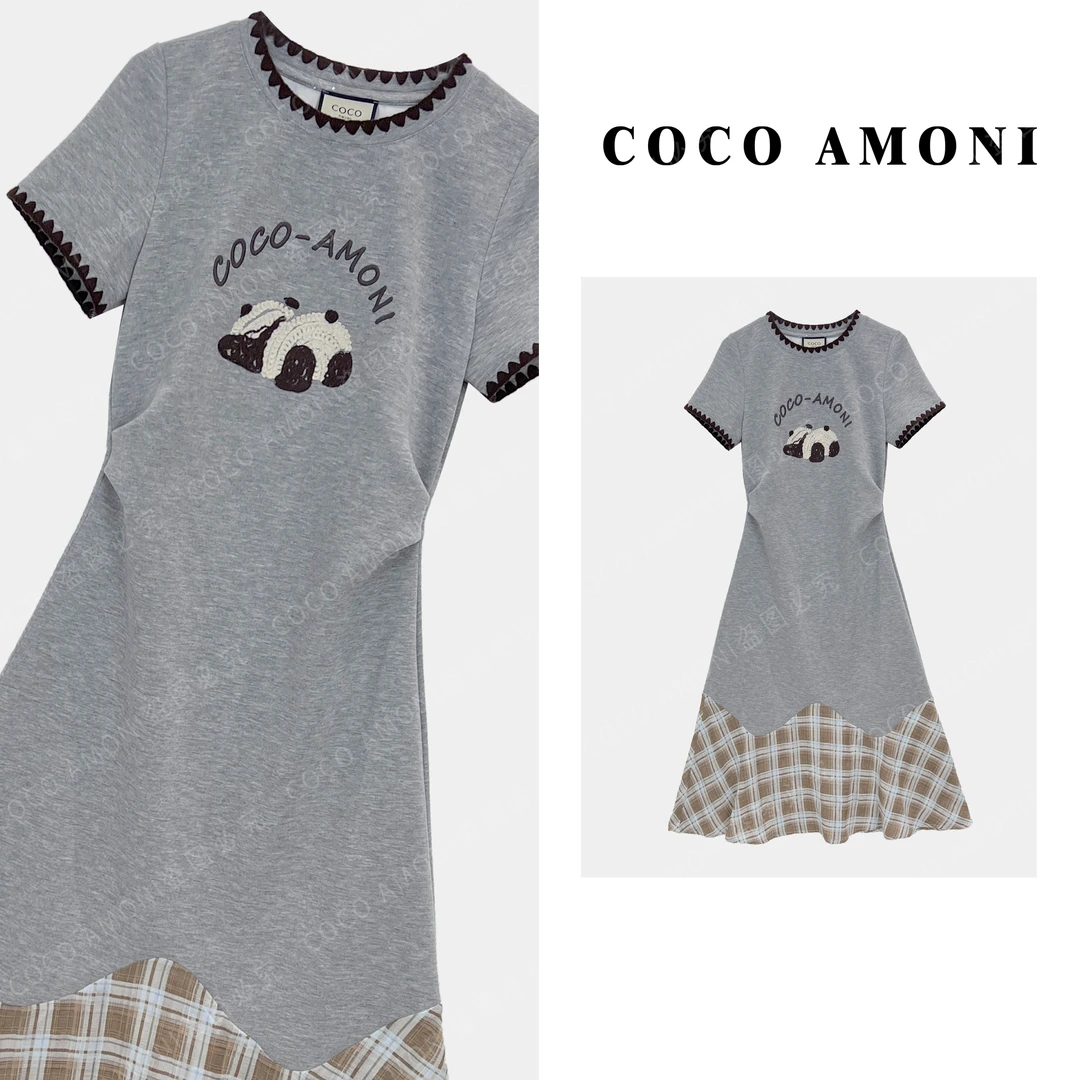 2025爆款夏日设计高级感气质女装拼接褶皱收腰显瘦连衣裙AC412