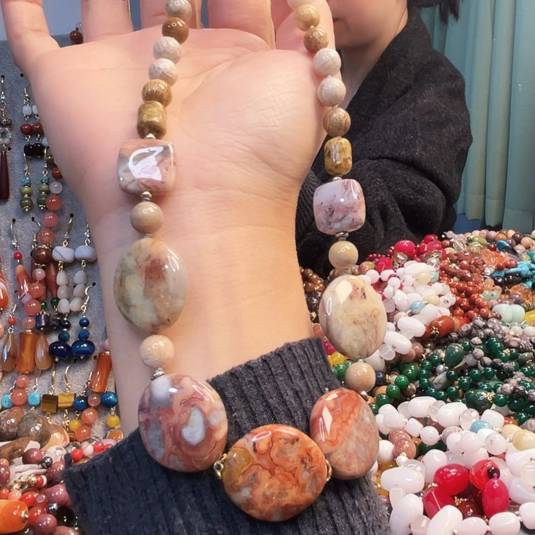 玛瑙/玉髓未镶嵌珠宝半成品珊瑚玉长45