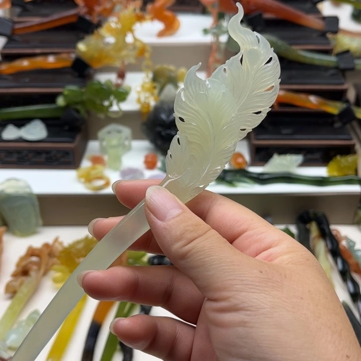 蛇纹石玉未镶嵌岫玉发簪