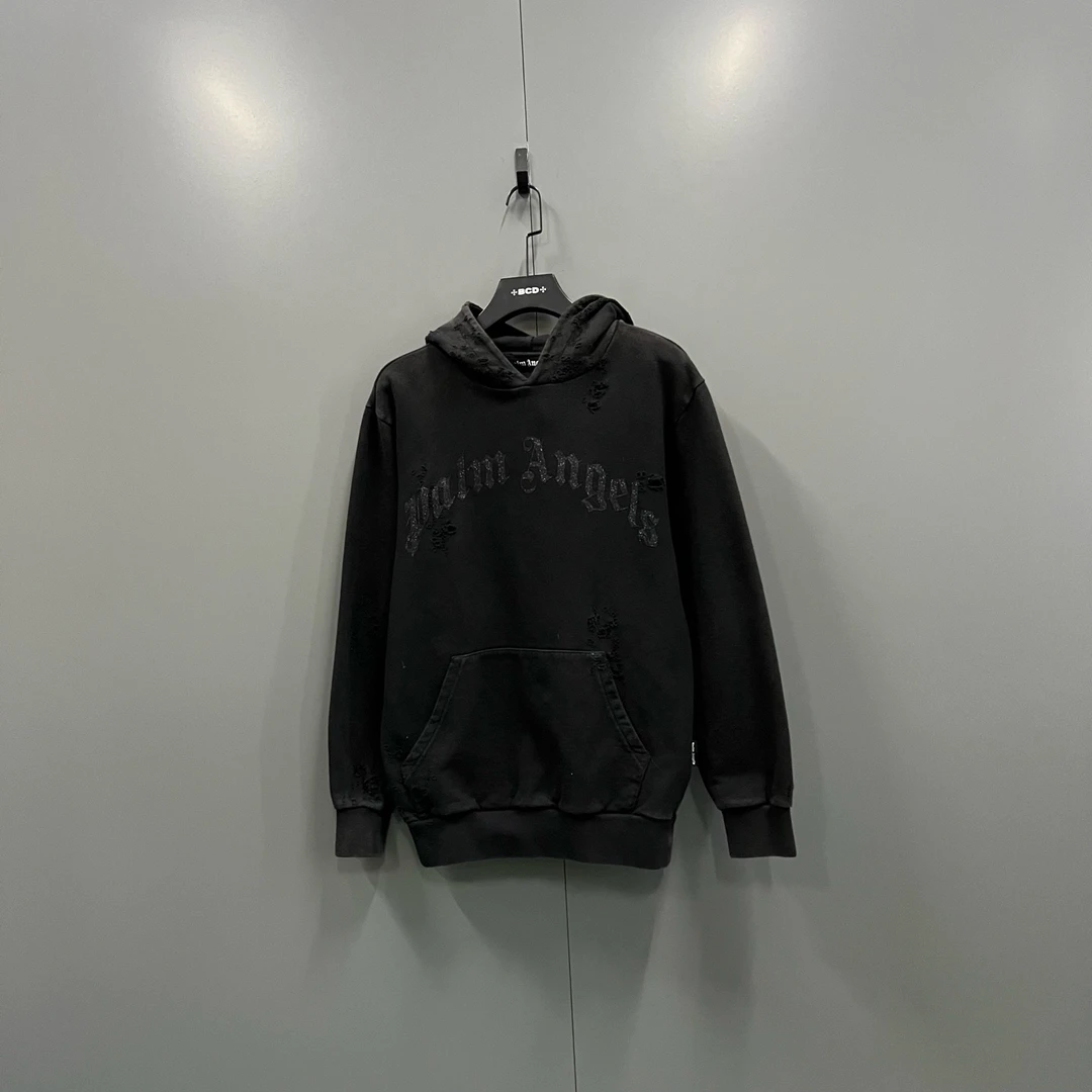 未使用 palmangels ab927 018961 黑色徽标印花帽衫