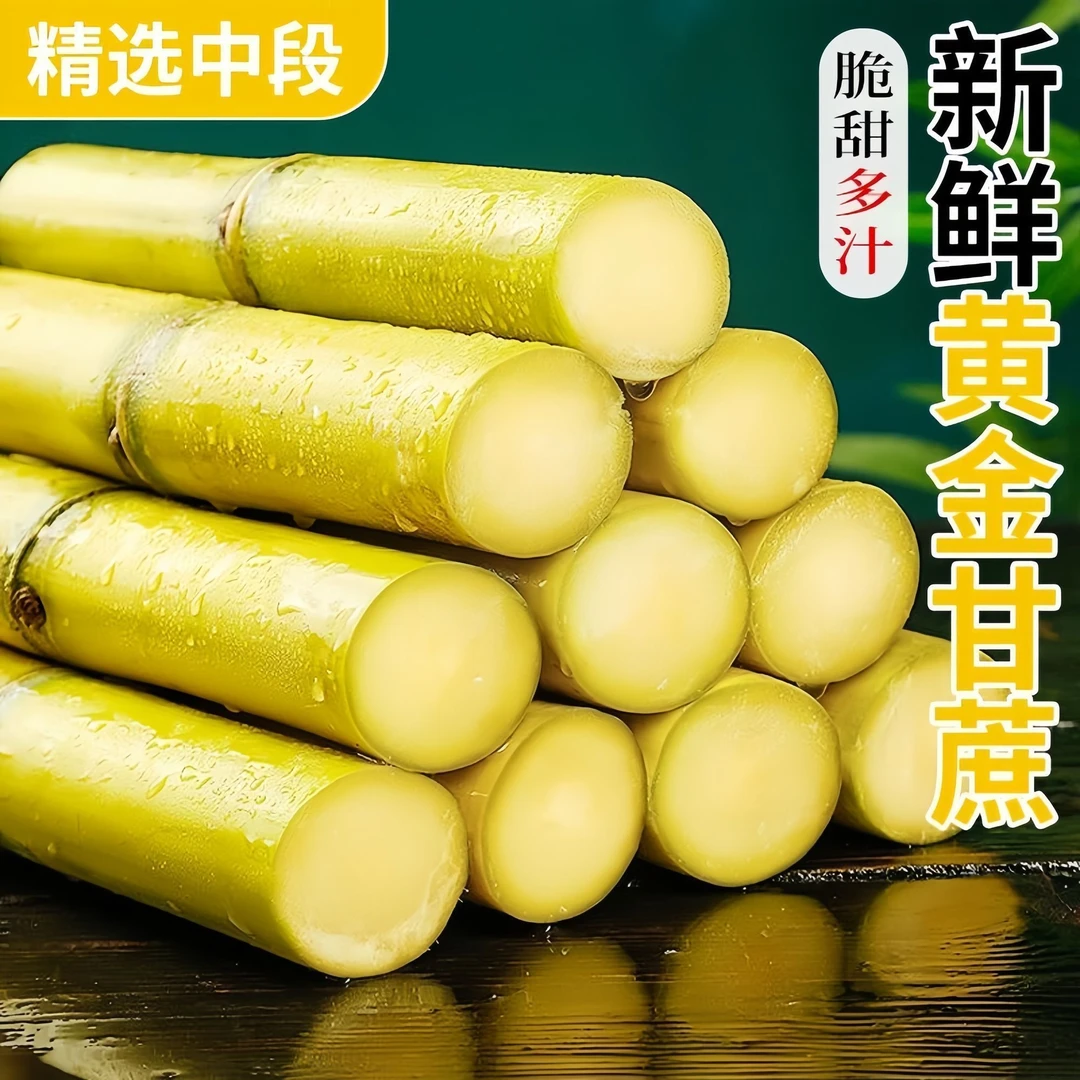 【产地直发】云南脆皮薄皮甘蔗黄金甘蔗新鲜中段现砍现发脆甜黄皮