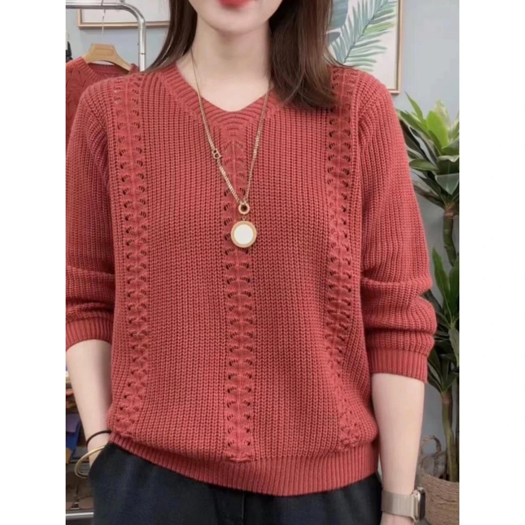 春秋新款洋气减龄遮肉针织衫小衫复古简约百搭上衣女妈妈休闲打底