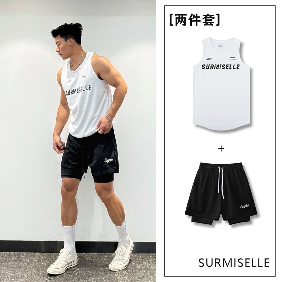 透气运动套装运动背心短裤两件套健身篮球裤夏季休闲宽松潮流
