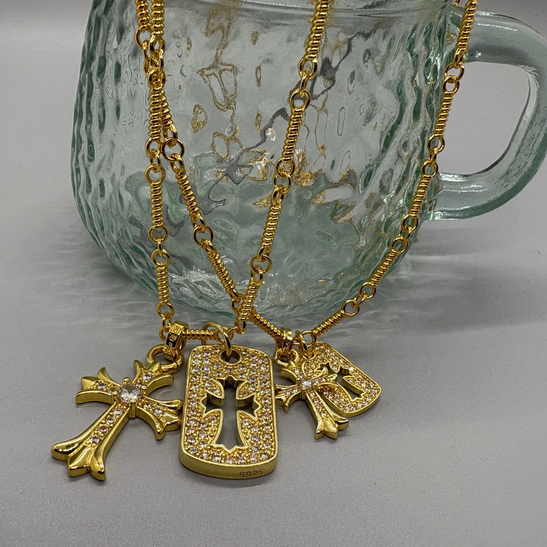 合金项链 （宠粉专享）高版本精工方牌十字架项链K08