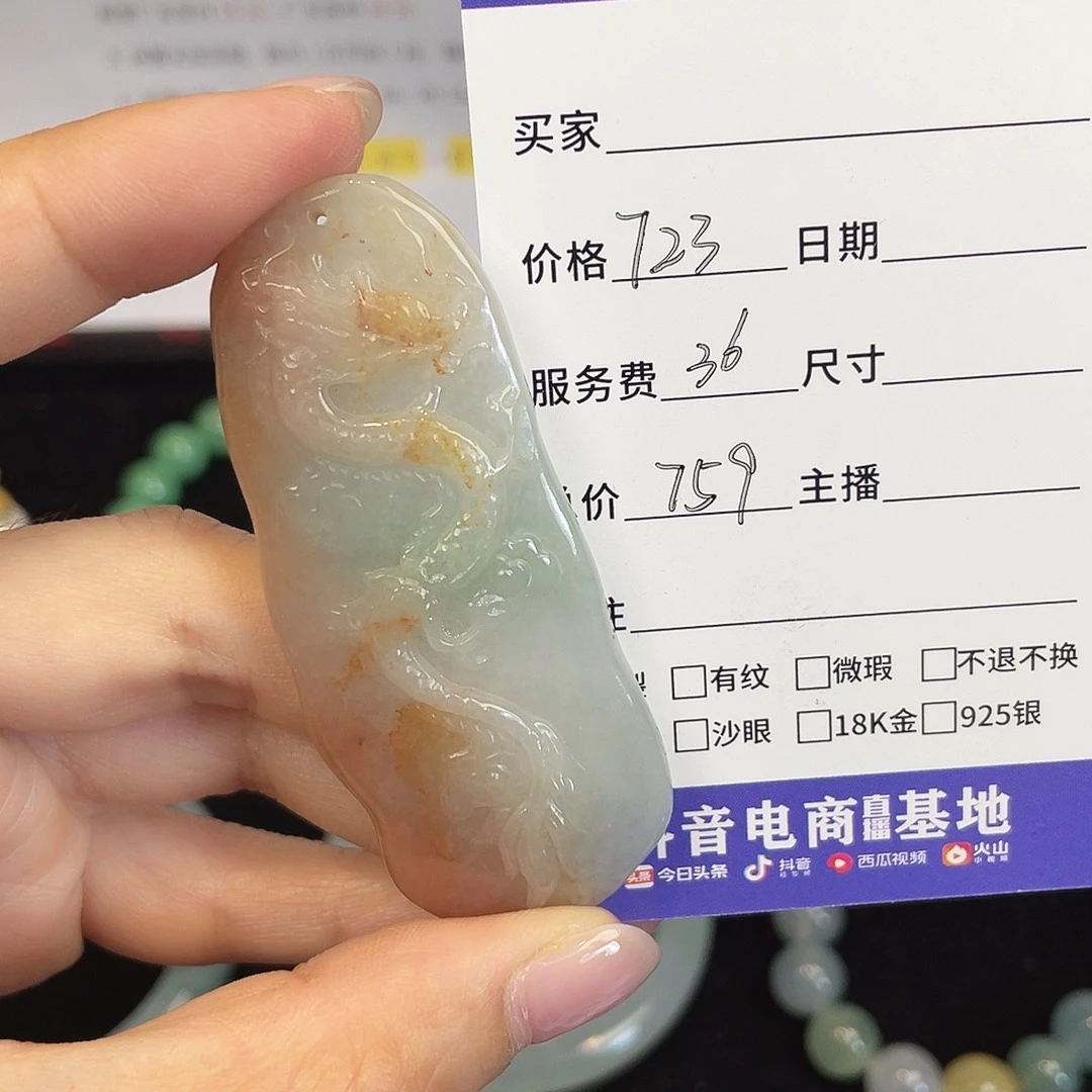 颈饰未镶嵌翡翠龙牌