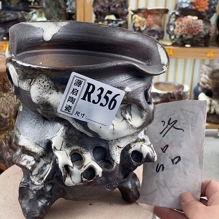 紫砂花盆景德镇陶瓷花盆356