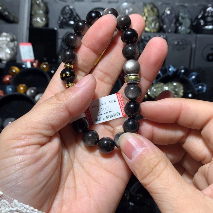 【闪购商品】黑曜岩手串未镶嵌红*