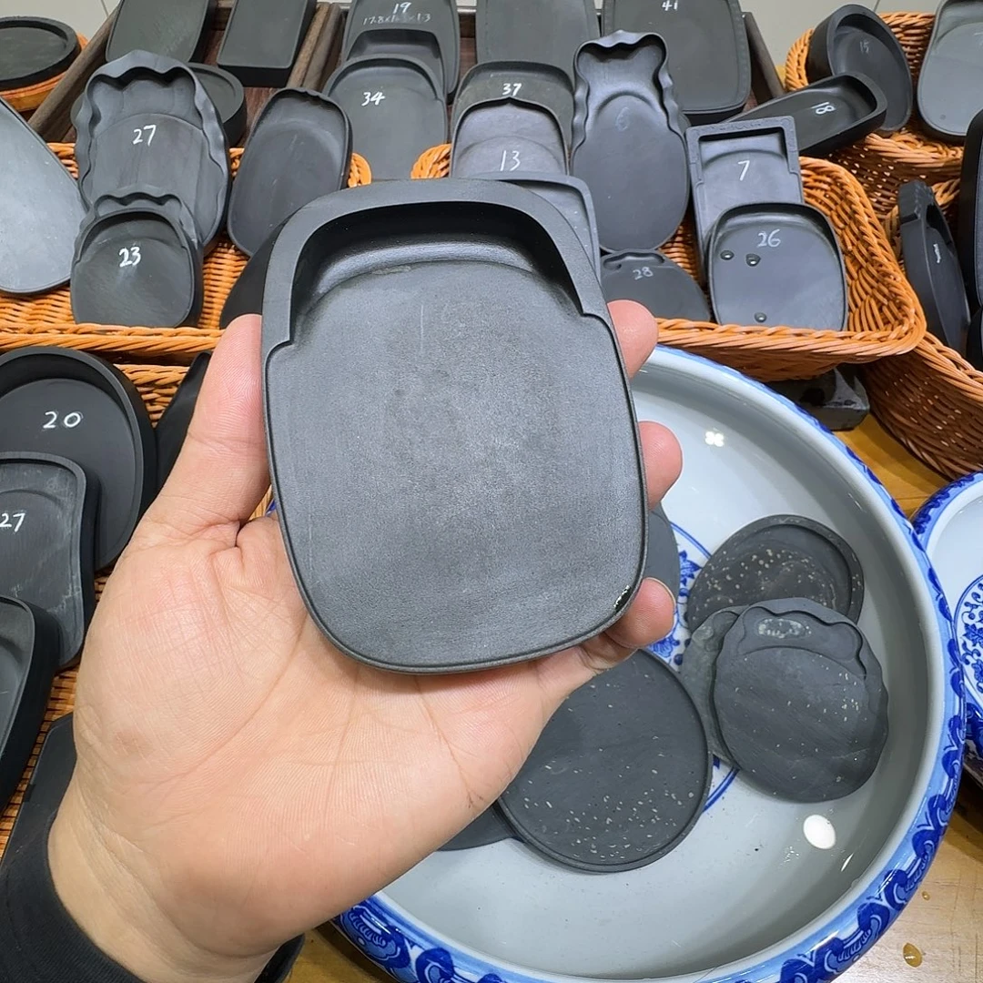 歙砚老坑龙尾砚腰圆门字砚