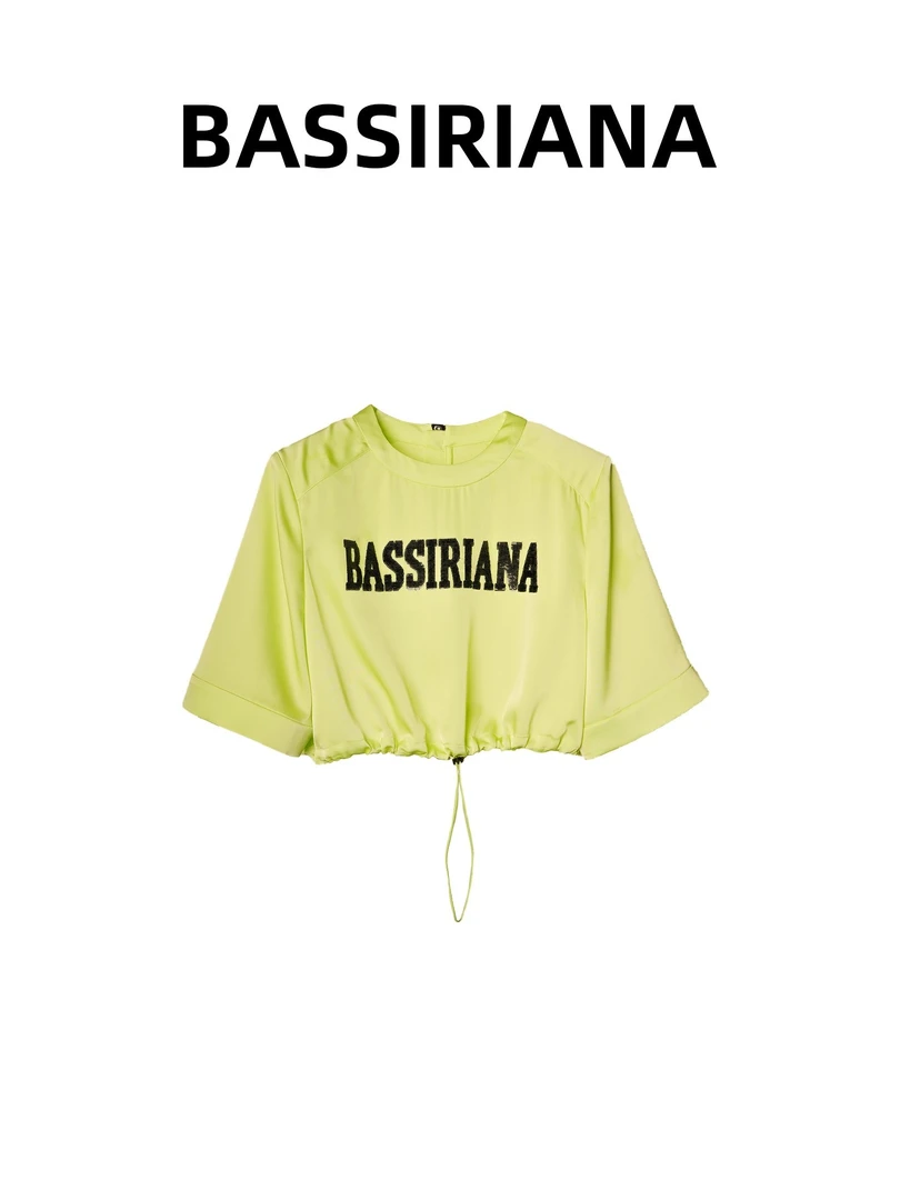 文文【UKKUSTUDIO】设计师款休闲松紧短袖套头女士时尚上衣210503