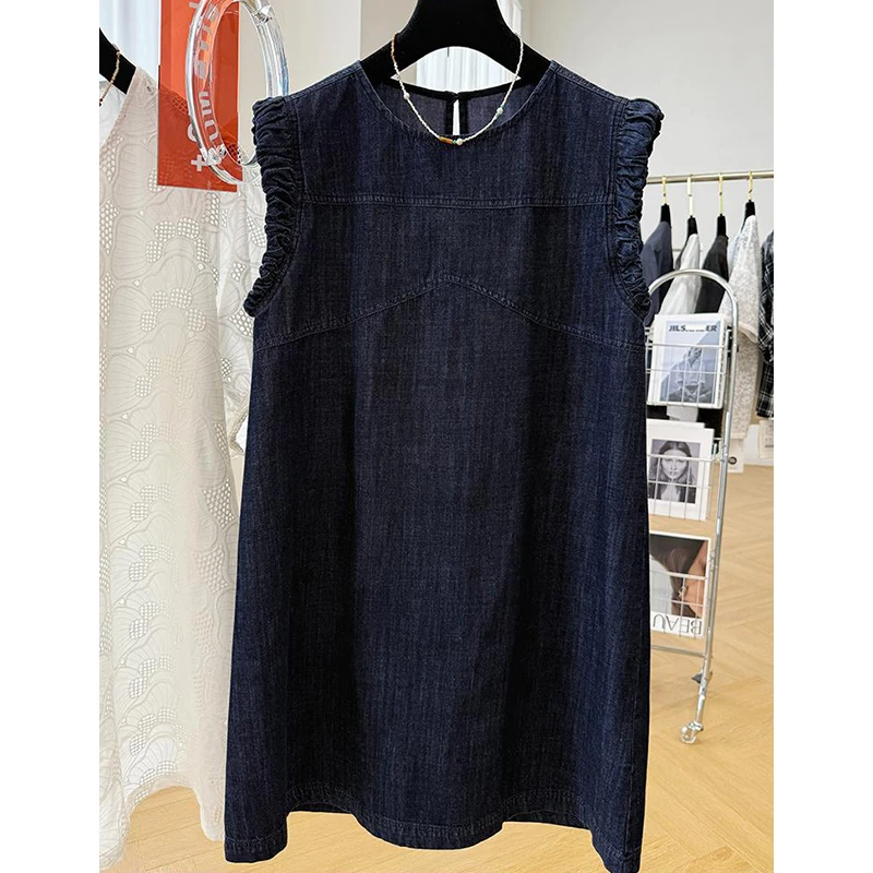 洋气减龄小飞袖牛仔连衣裙女士2025夏季新款轻奢高级感无袖背心裙