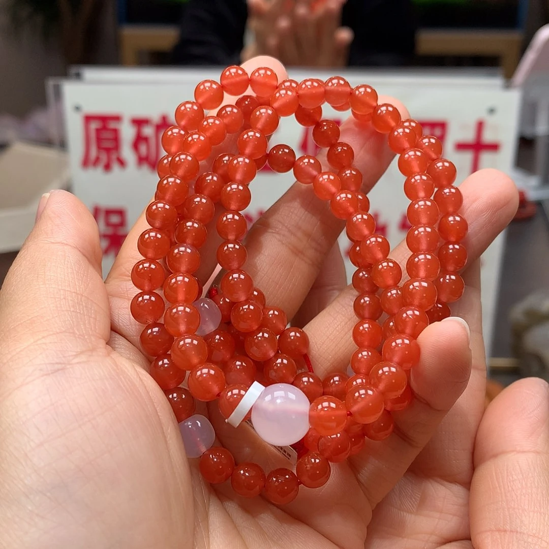 南红玛瑙6MM河湾冰红108未镶嵌