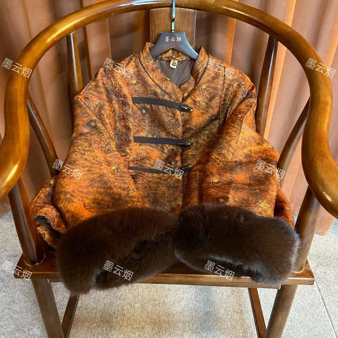 【秋忆】新中式羊毛棉秋冬厚款网红提花潮流扣款女装078