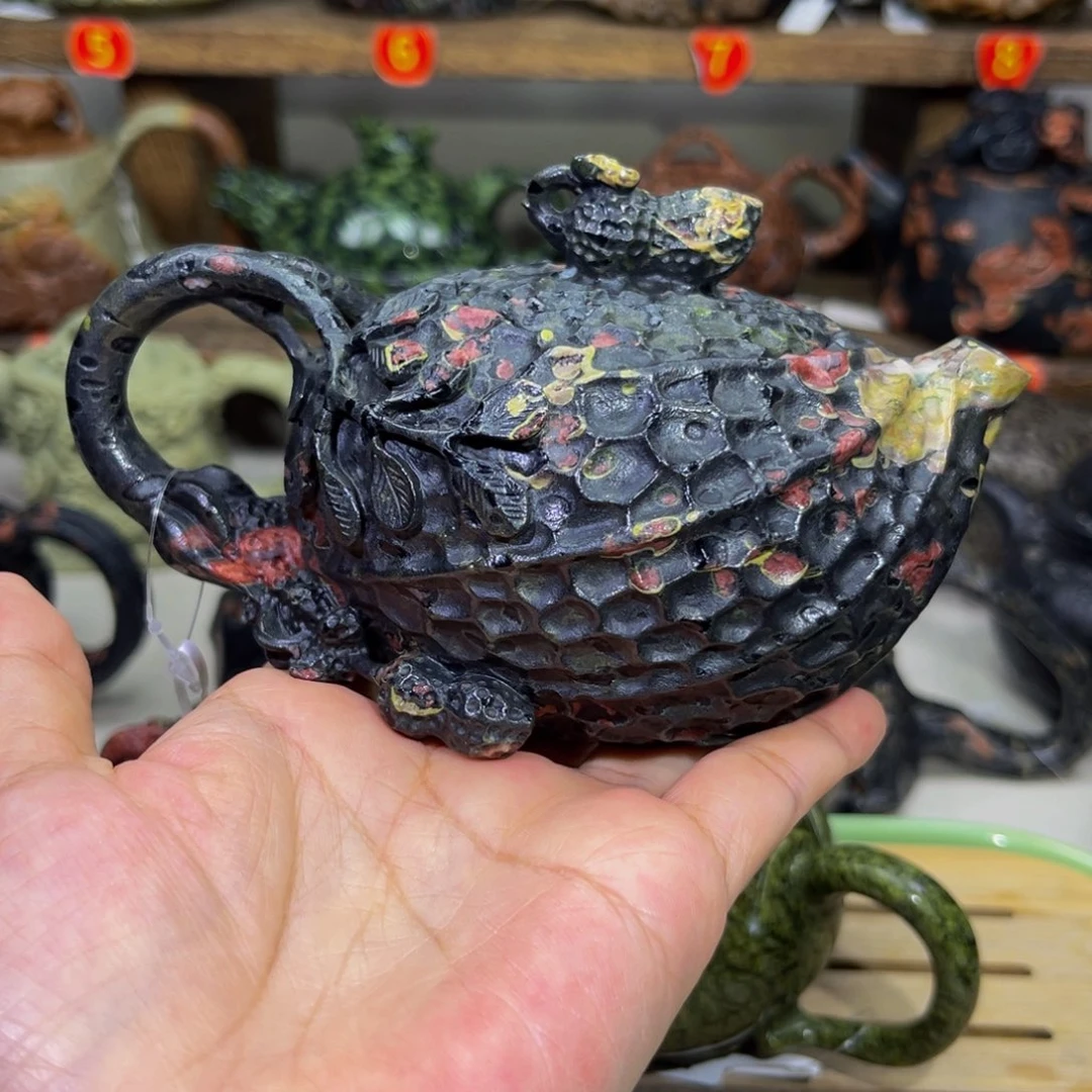 石材梅花玉安山玉花生壶230C