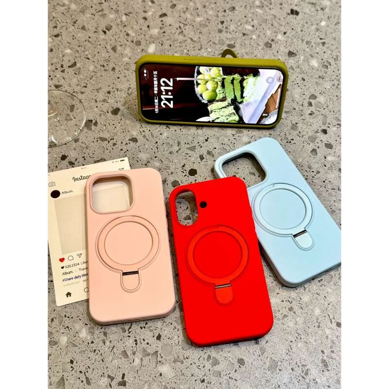 适用苹果iphone16promax纯色支架15pro液态硅胶14pro简约13手机壳