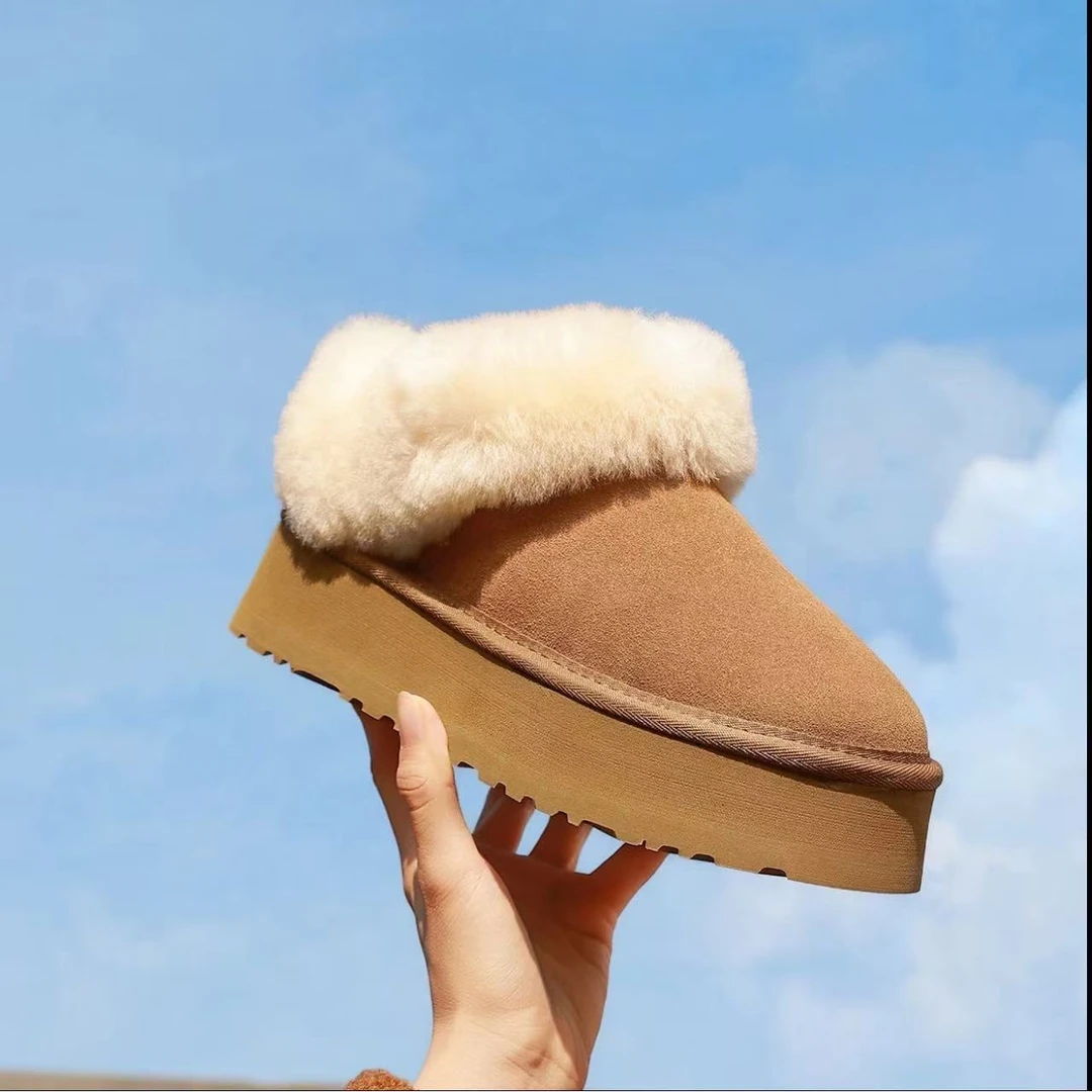 （门店直发）桑坡μGG冬季上新一脚蹬女士雪地靴厚底保暖防滑