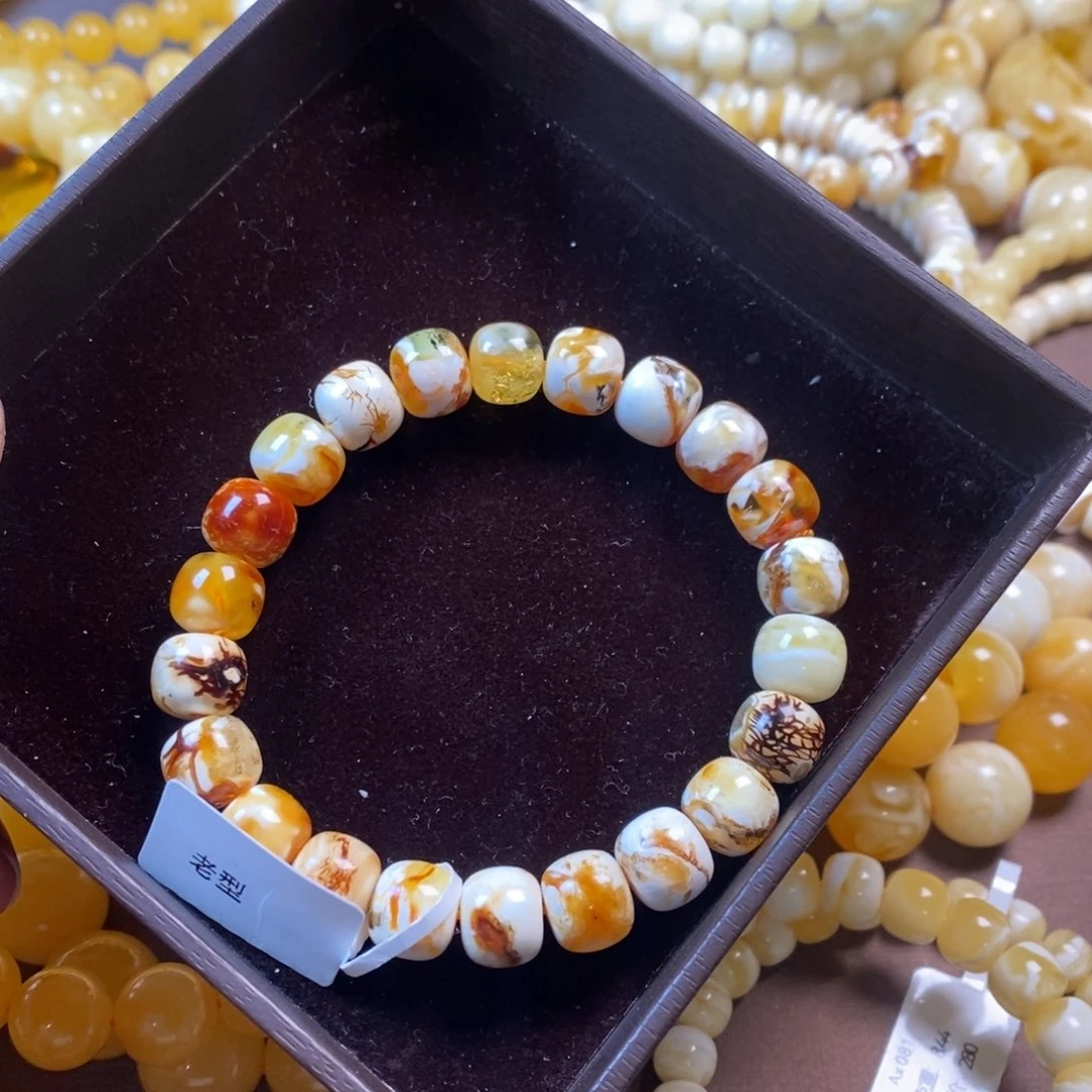 琥珀裸石未镶嵌10mm沁色老型手串