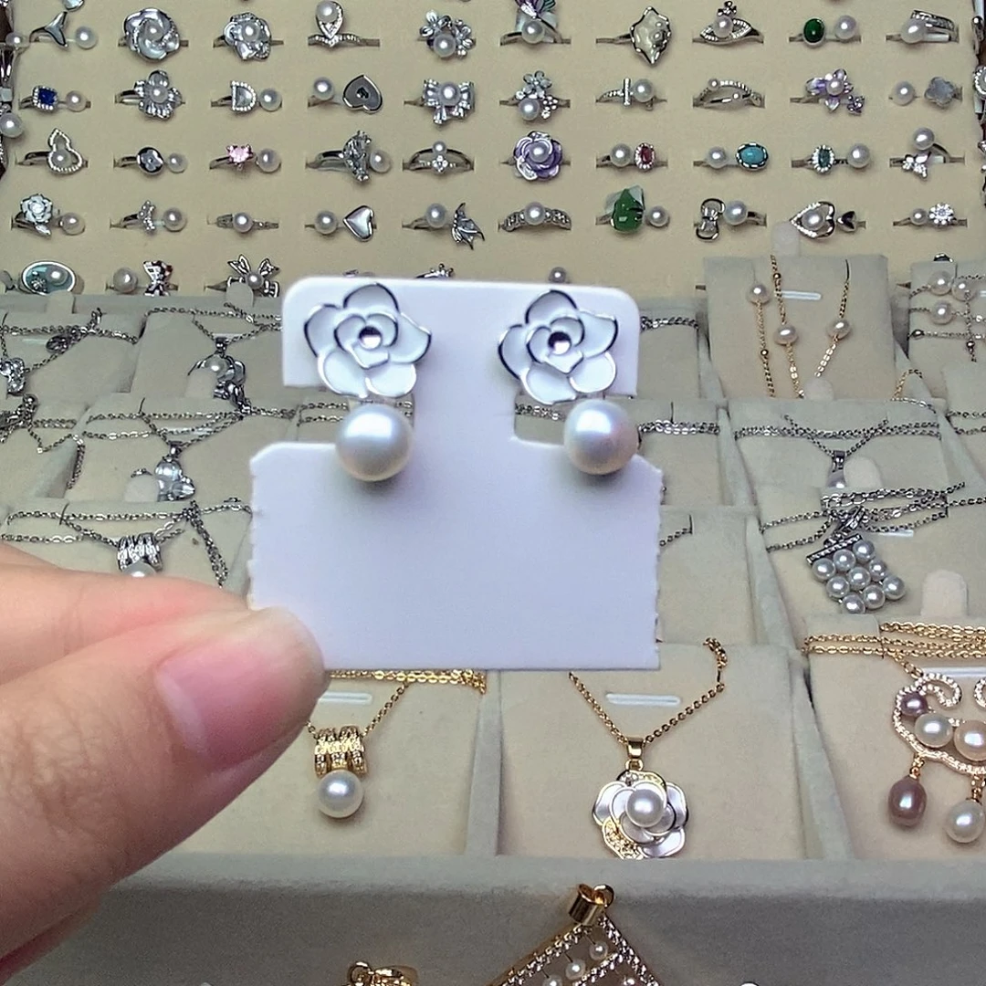 银S925镶嵌淡水珍珠耳饰