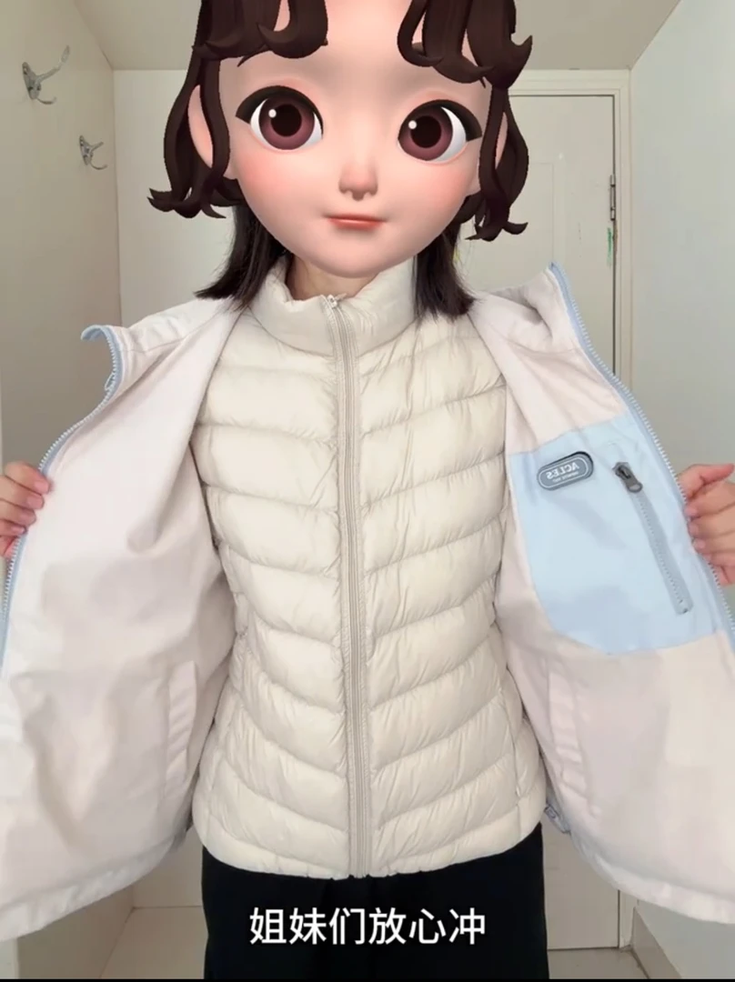 【当天发货90白鸭绒】简约保暖内胆女士羽绒服轻薄立领秋冬修身短款