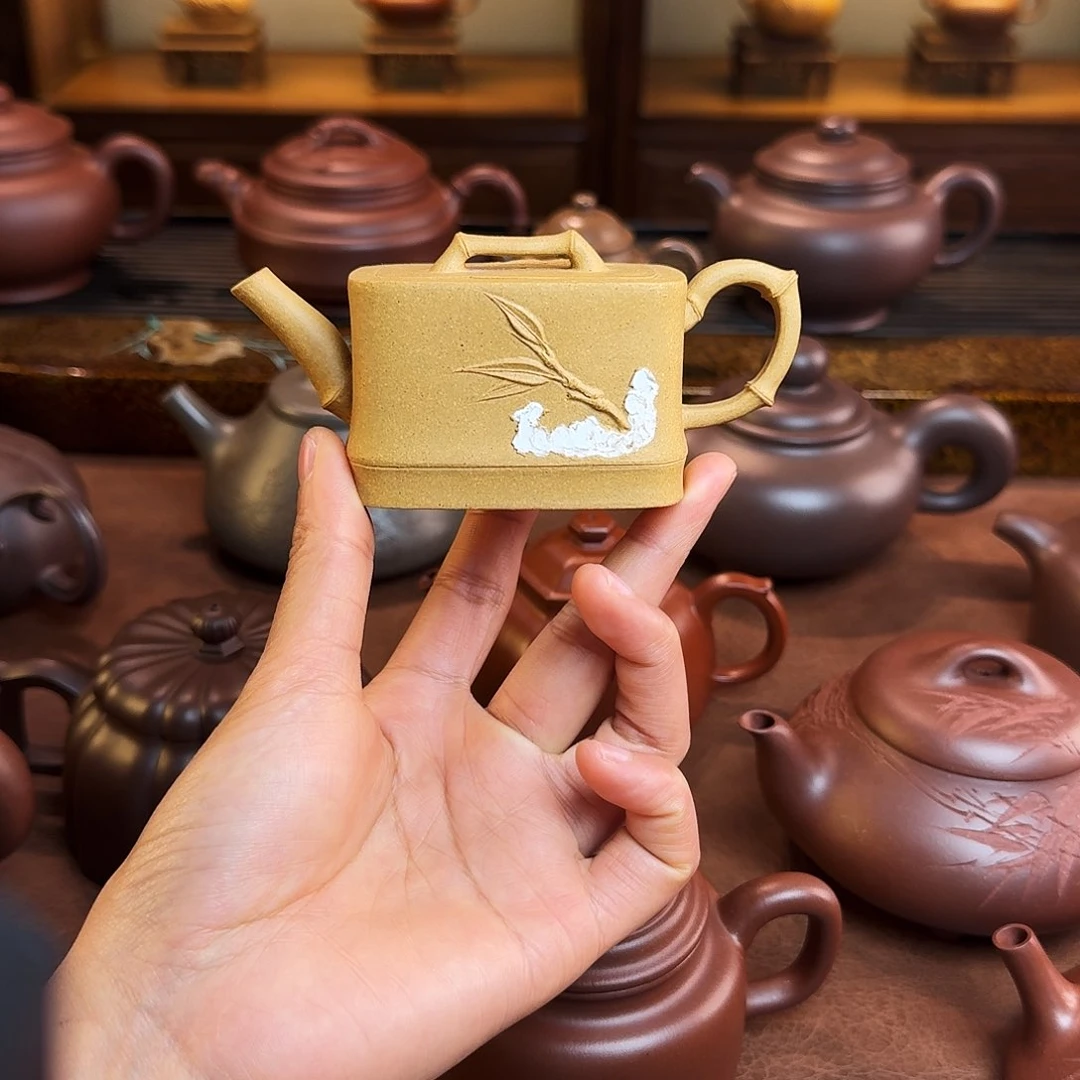 紫砂茶壶四方竹段，段泥