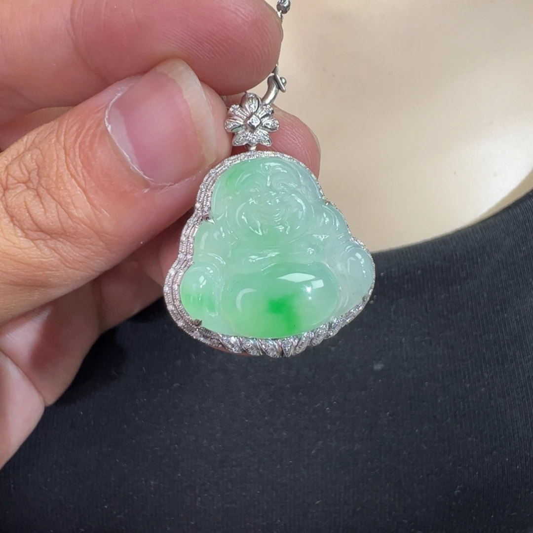 翡翠18K金镶嵌吊坠(不含链)