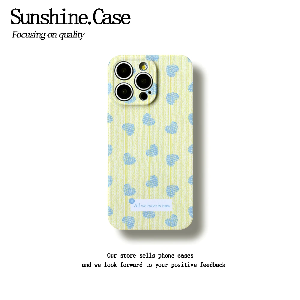 黄底蓝心菲林软壳适用苹果oppo华为vivo小米荣耀创意手机壳防摔