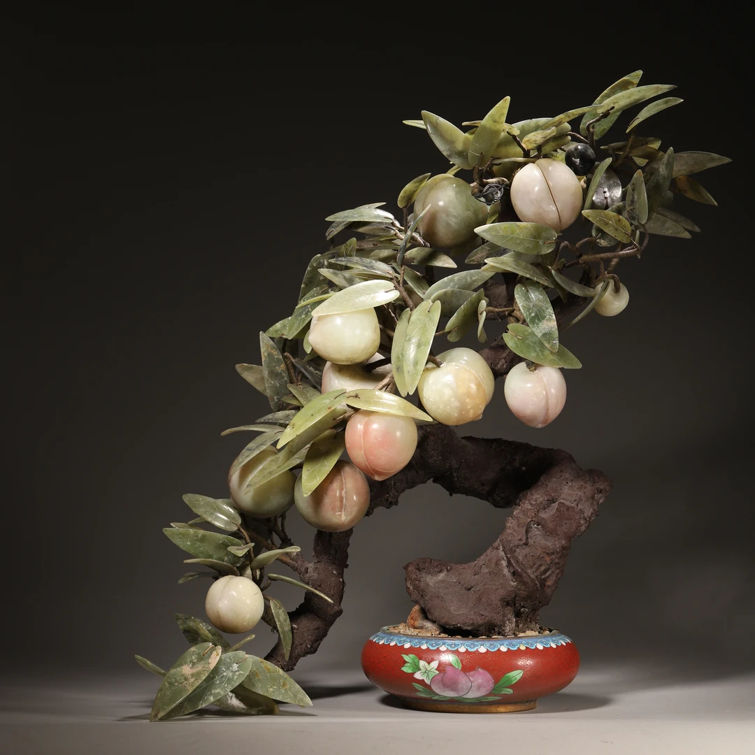 Lot14 20世纪 掐丝珐琅盆玉桃树盆栽