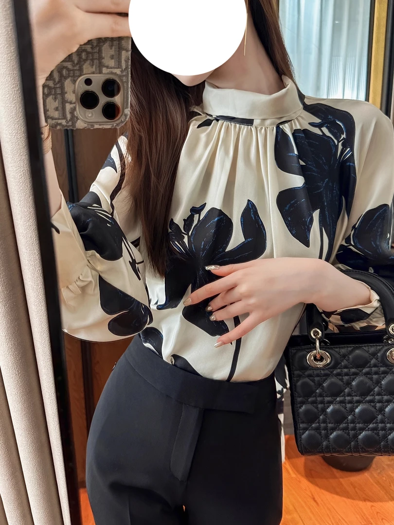 法式休闲百搭印花衬衫女2025年秋季新款时尚薄款常规长袖上衣