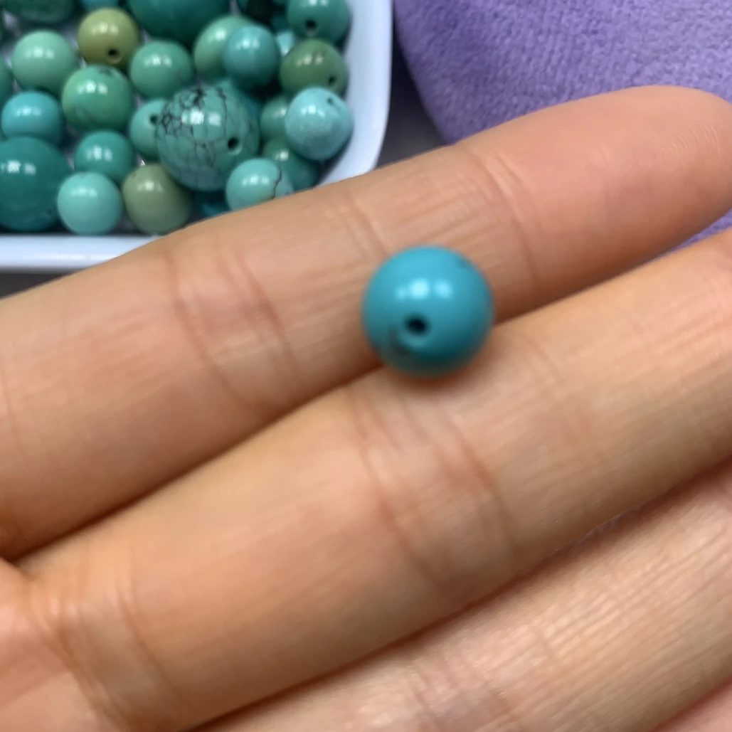 原矿绿松石圆珠卡8