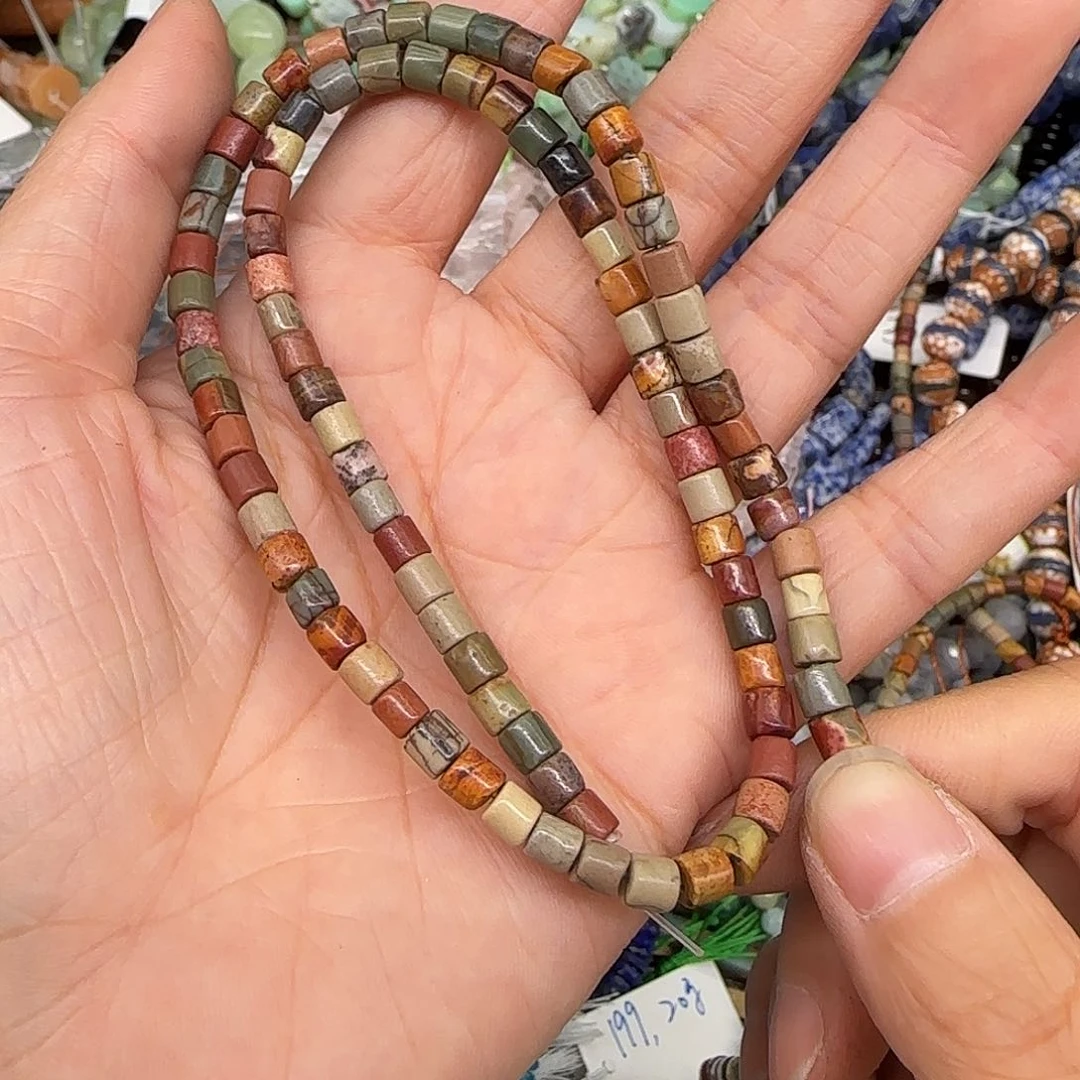 玛瑙/玉髓合金珠宝半成品毕加索4mm桶珠一条