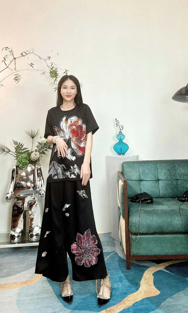 【瓏锦 - 海漄牡丹】国风潮牌大码女装时尚个性轻奢显瘦醋酸缎套装