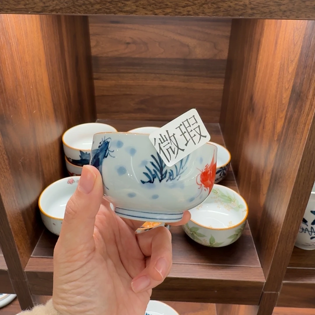 釉下手绘茶具微瑕
