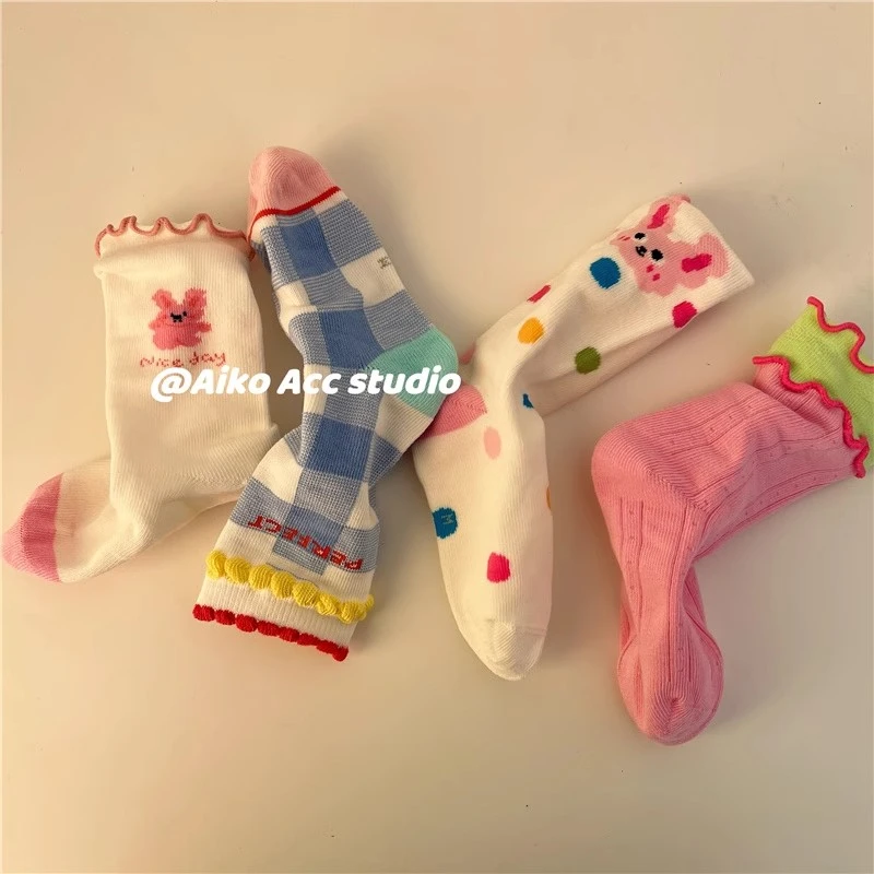 女童袜子夏季薄款儿童夏天卡通松口中筒袜女孩宝宝木耳花边公主袜