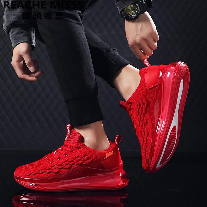 商城撤柜本命年红色男鞋子网红休闲运动鞋气垫减震跑步鞋时尚百搭