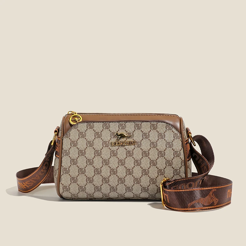 真皮质感轻奢时尚百搭女士经典印花单肩肩包夏季复古麻将包袋鼠包