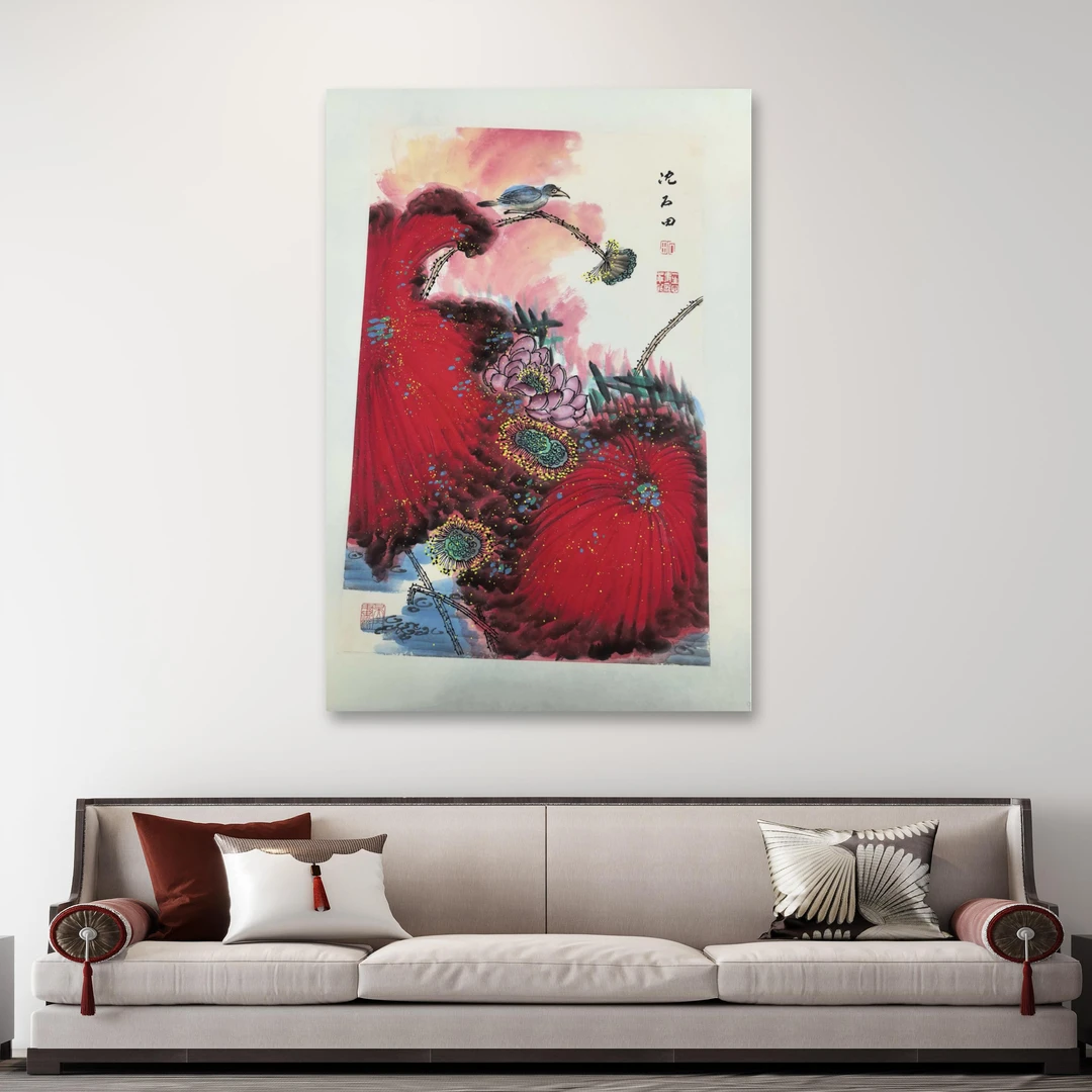 沈石田-手绘国画-2.7平尺-鸟-客厅办公室挂画