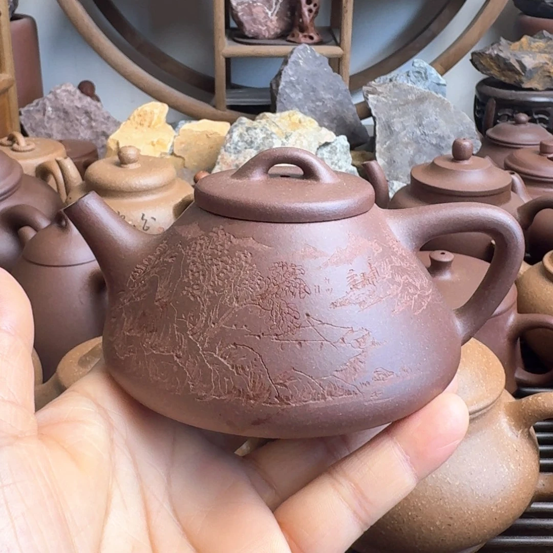 茶壶紫砂200cc子冶石瓢刻绘