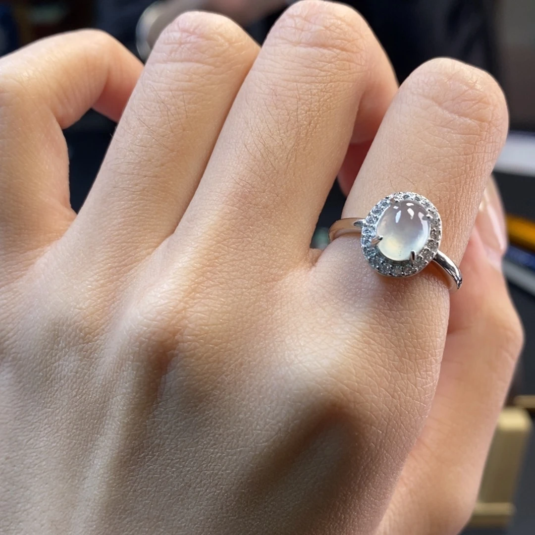 翡翠银S925镶嵌戒指17154