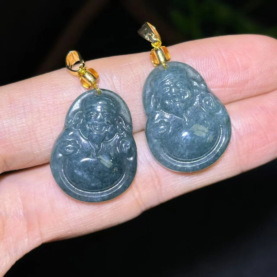 A5197-A货翡翠财神吊坠-配绳-多样性只发一件