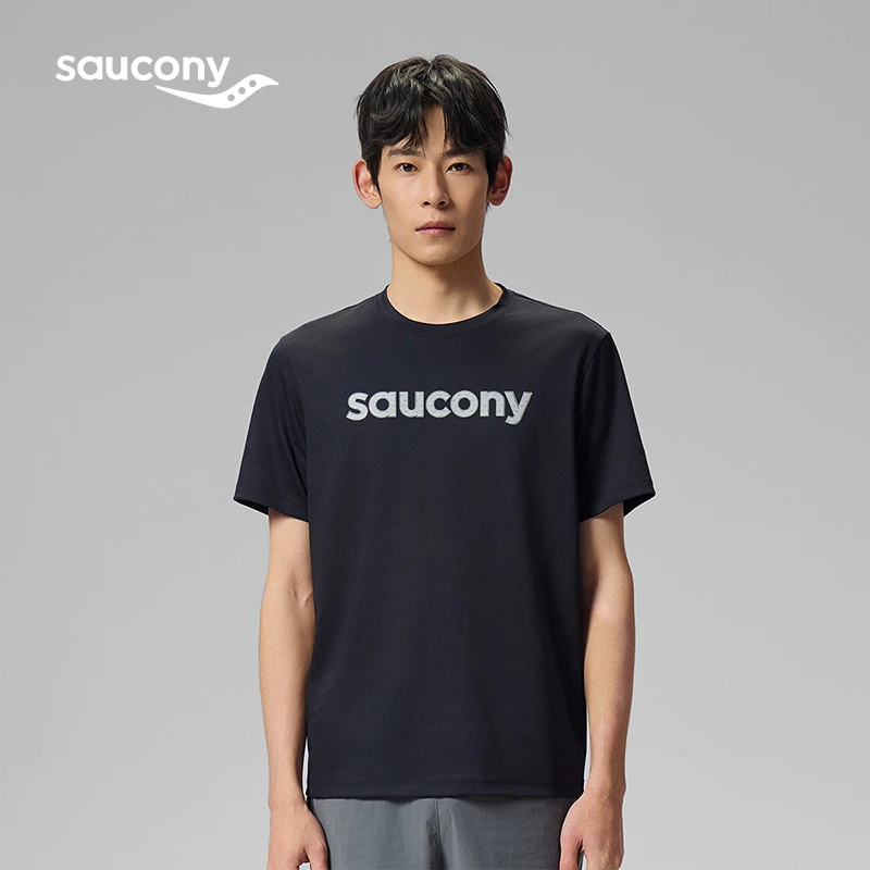 Saucony索康尼官方夏季男子短袖T恤透气舒适运动休闲简约宽松上衣