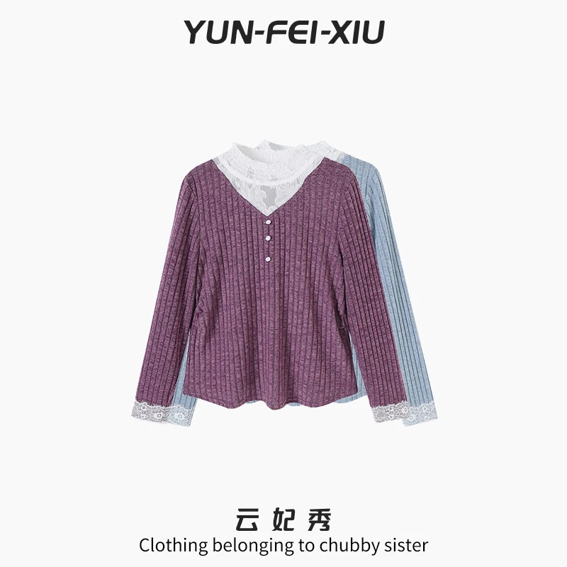 云妃秀大码女装针织衫时尚休闲胖妹妹显瘦宽松韩版遮肉上衣冬5267