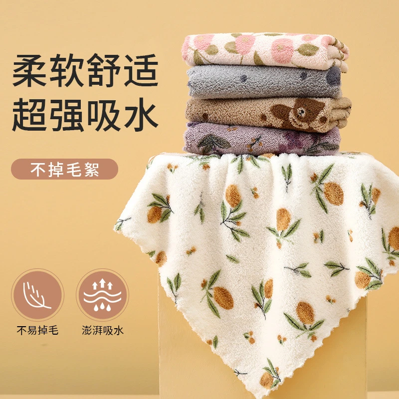 拍1发5(花型随机) ins风新品珊瑚绒洗碗布不沾油抹布碎花方巾