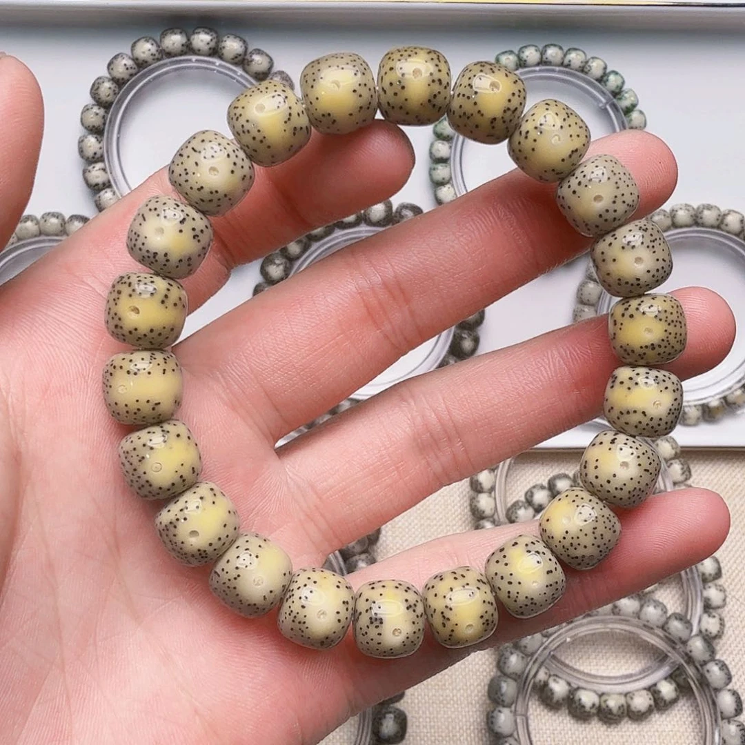 星月菩提手串薇氧化骨瓷白凤眼留白细星单圈