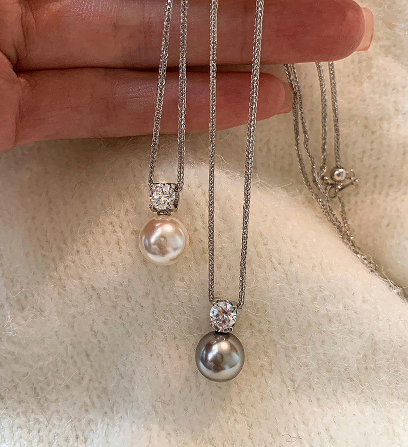 链子足银 YIZUN.CHOMEL戴妃单颗珍珠吊坠项链2025新款锁骨链项链