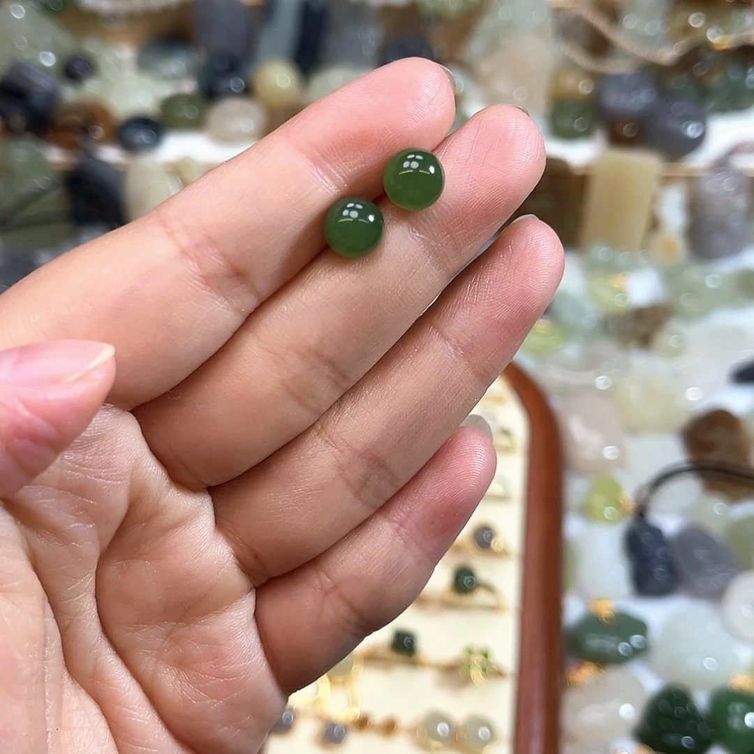 和田玉银S925镶嵌吊坠(不含链)多*妈耳钉