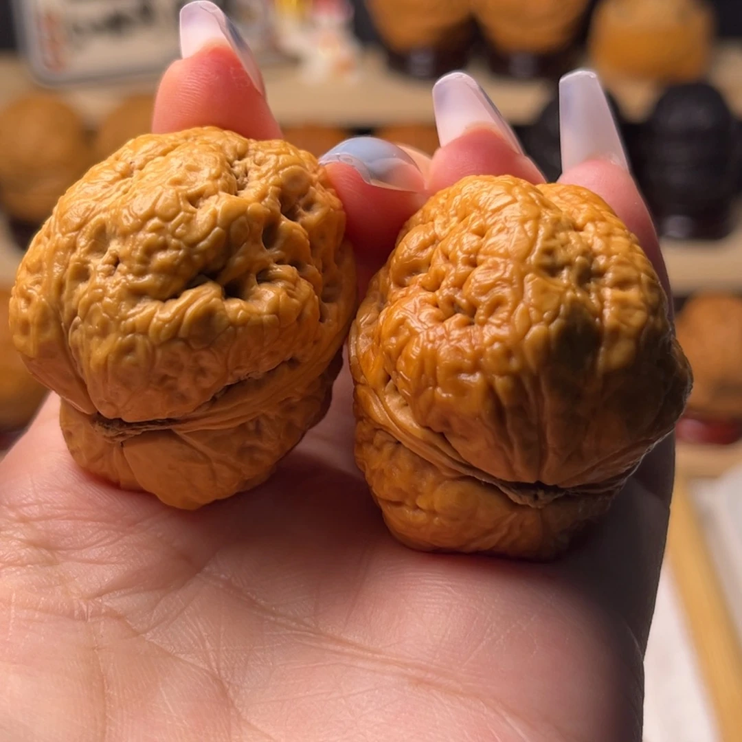 文玩核桃把件6x 平头蟾39尺