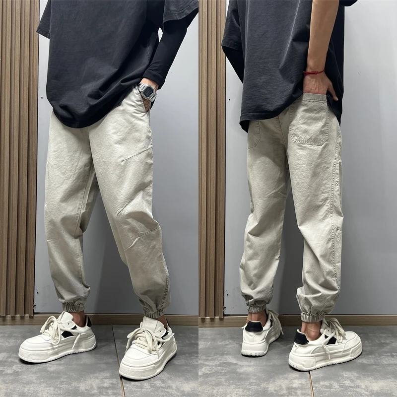 2025夏季薄款美式渐变撞色休闲裤潮流宽松哈伦痞帅百搭工装束脚裤