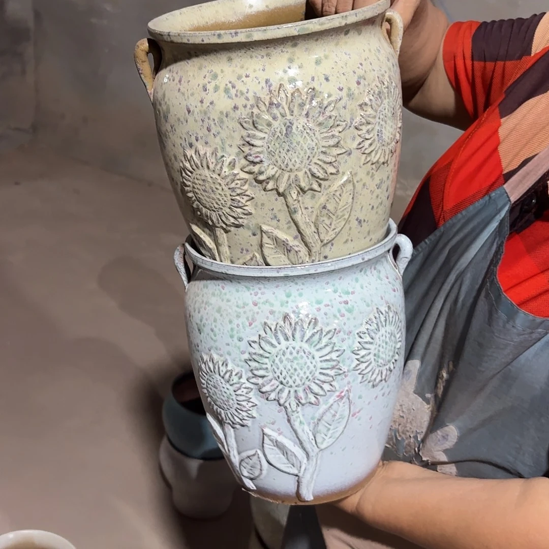 紫砂花盆口19高25