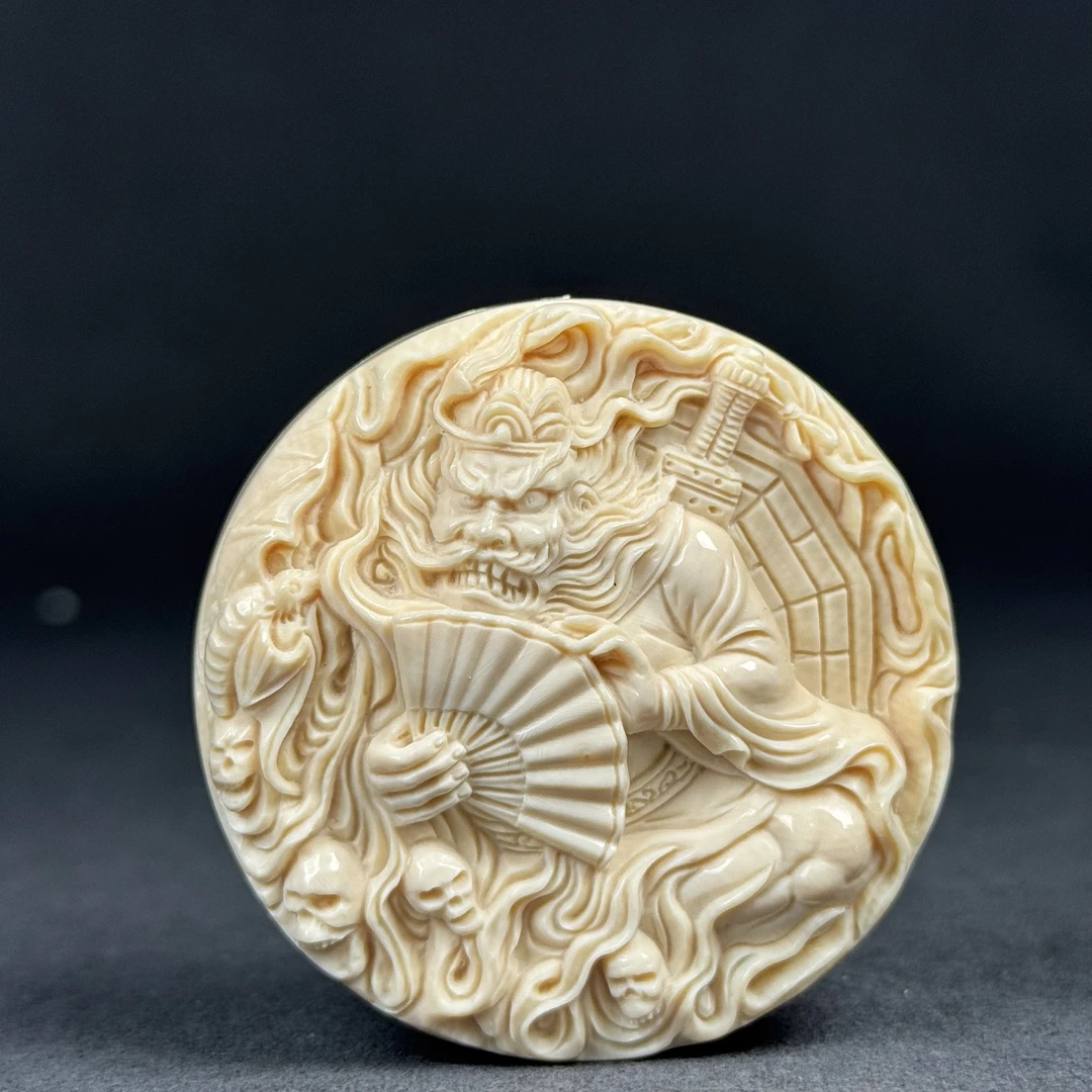 H92-68天然猛犸 雕刻钟馗53.3*14.7mm一物一图 假一罚十
